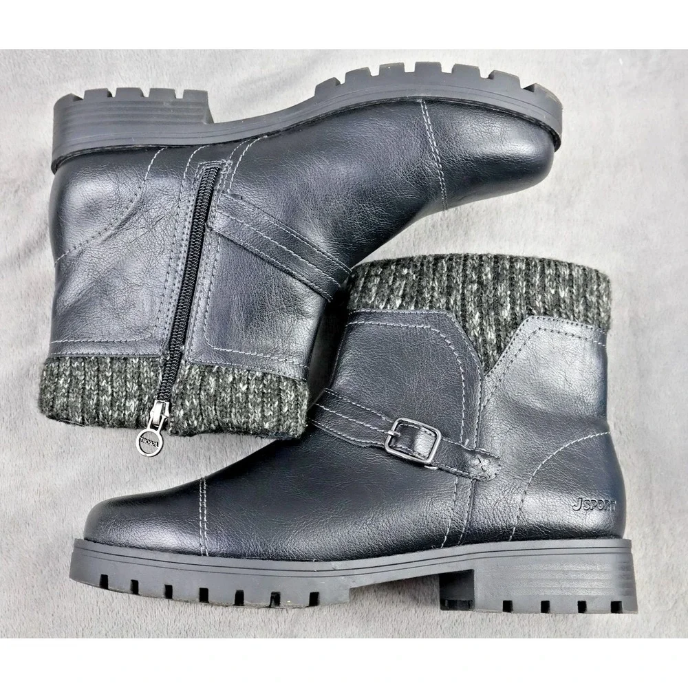 J Sport Boots Womens Size 10 Black Faux‎ Leather Ankle Bootie VIOLET S5VLT01